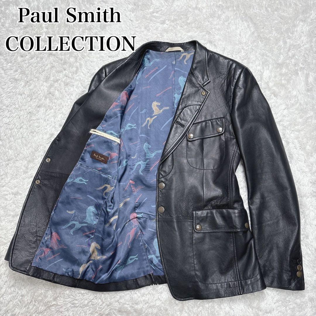 ポールスミスコレクション ラムレザー 2Way ジャケット 総柄裏地 羊革