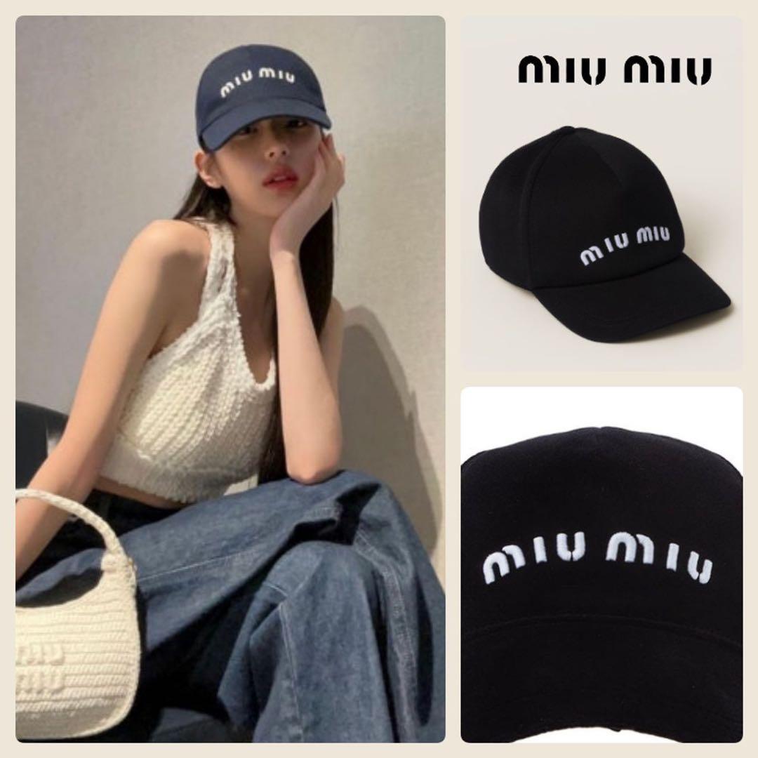 MIU MIU ベースボールキャップ ブラック - メルカリ