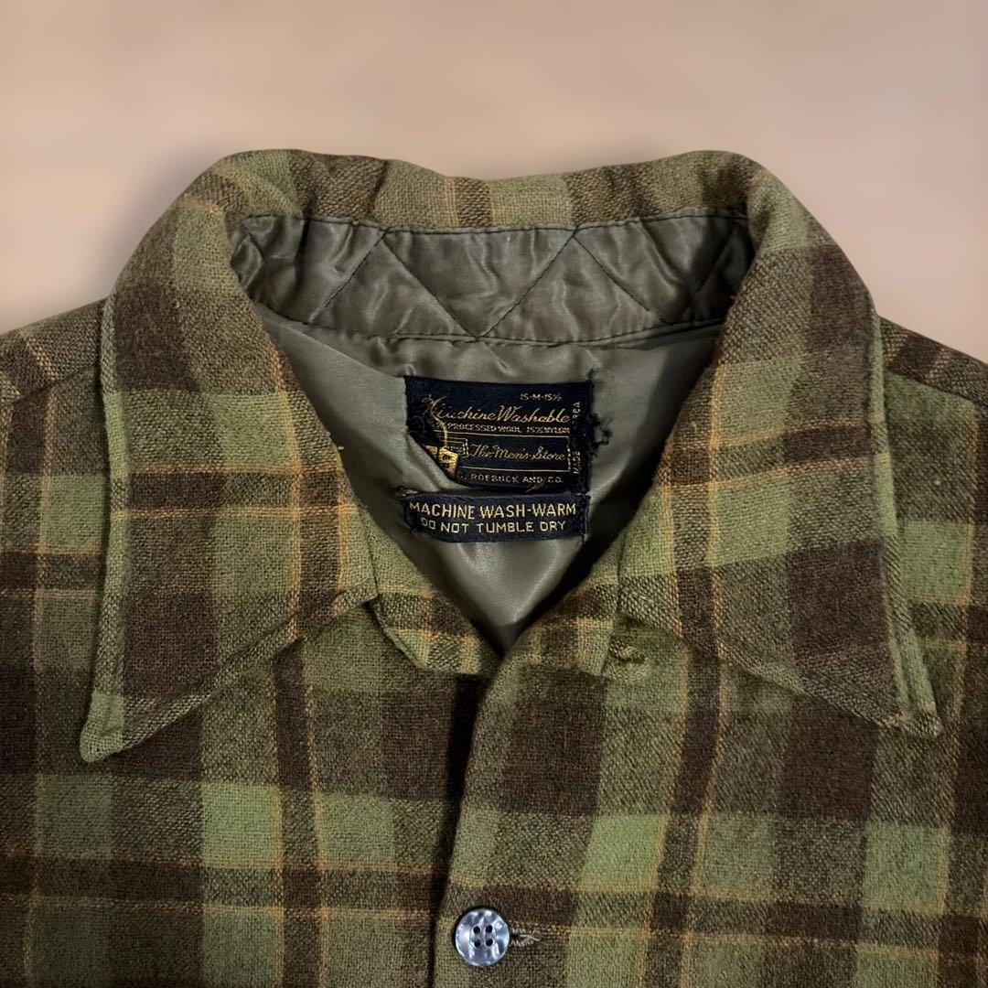 古着 50s 60s sears ウールシャツ ボックス型 オリーブ - メルカリ