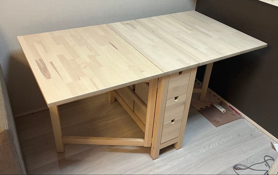 美品　イケア(IKEA) ノールデン(NORDEN) ダイニングテーブル IKEA NORDEN イケア ノールデン 伸縮式 ダイニングテーブル (62