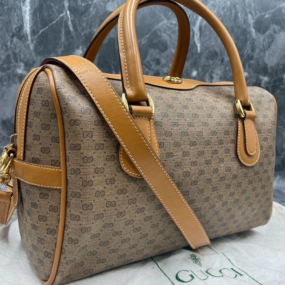 ✨美品✨GUCCI GG ボストンバッグ 2way ブラウン レザー ロゴ 金具