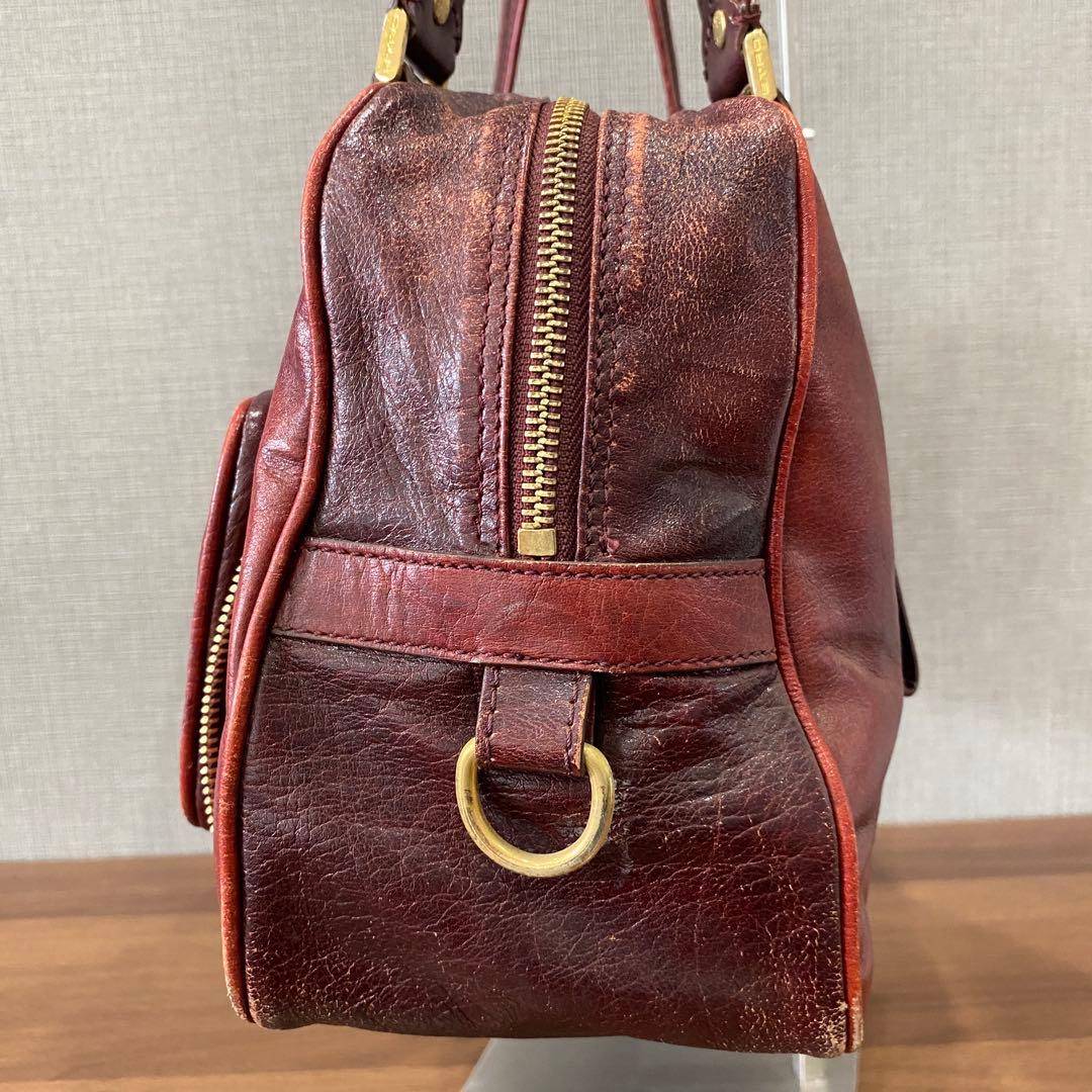 【ETRO】エトロ バーガンディ レザー ハンドバッグ