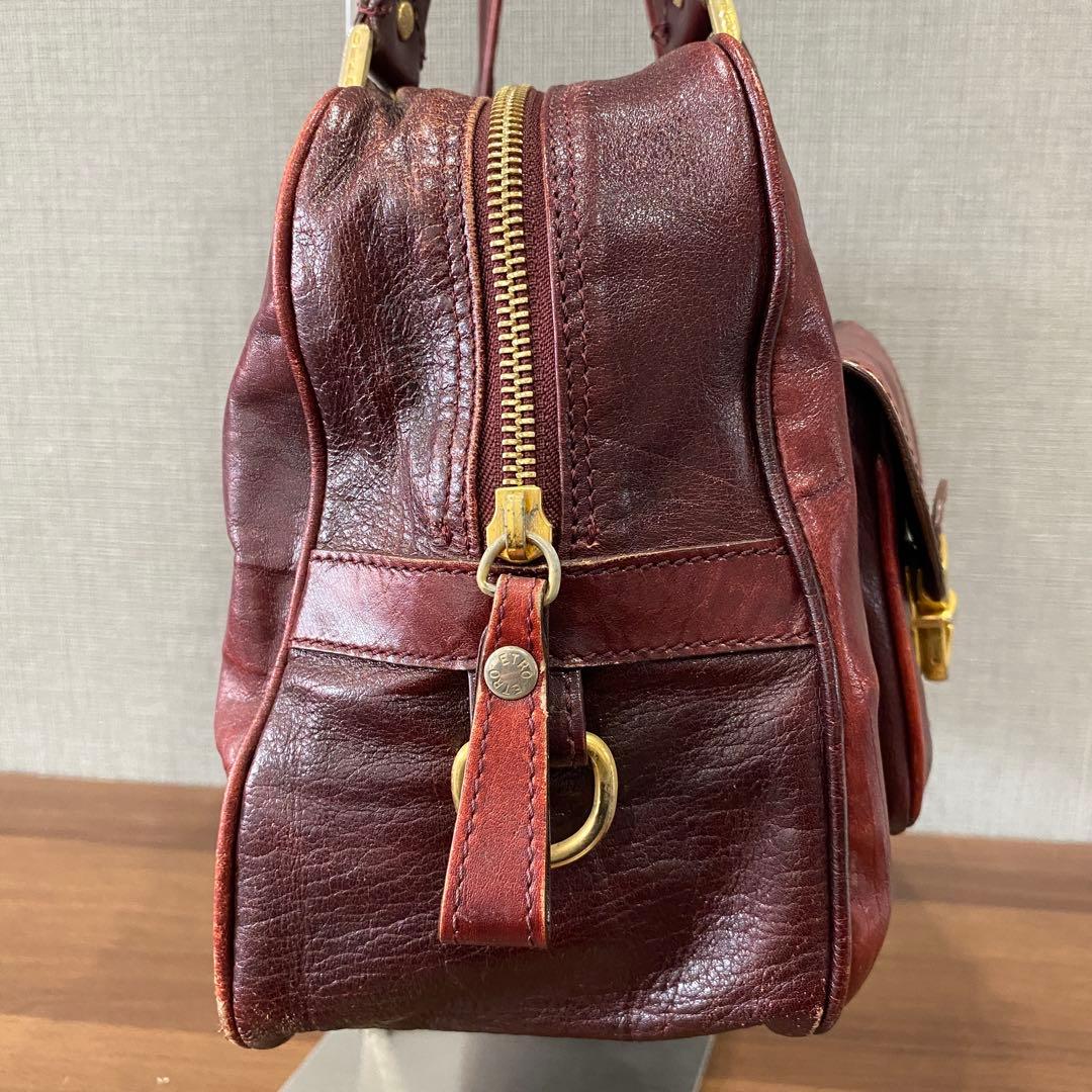 【ETRO】エトロ バーガンディ レザー ハンドバッグ