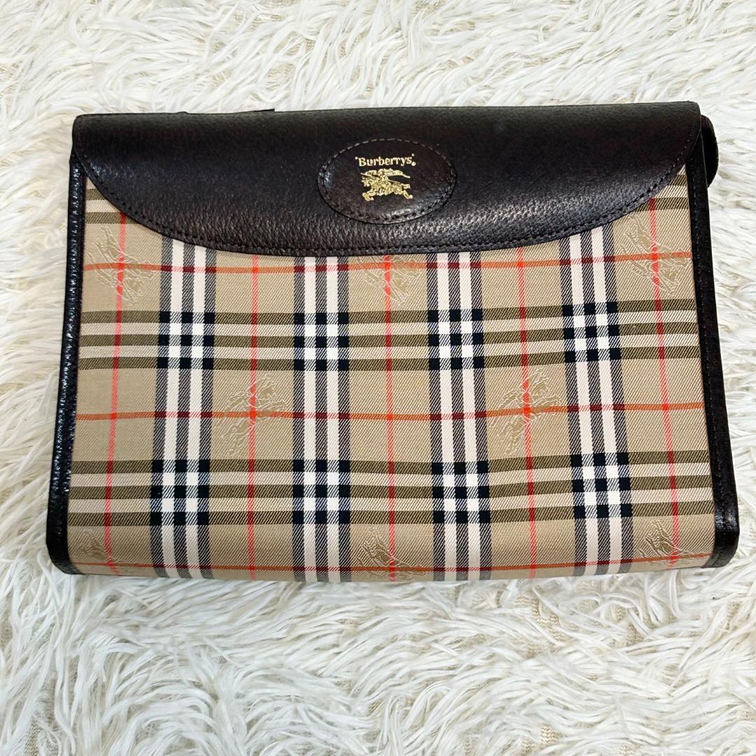 極美品BURBERRYクラッチバッグノバチェックレザーシャドーホース