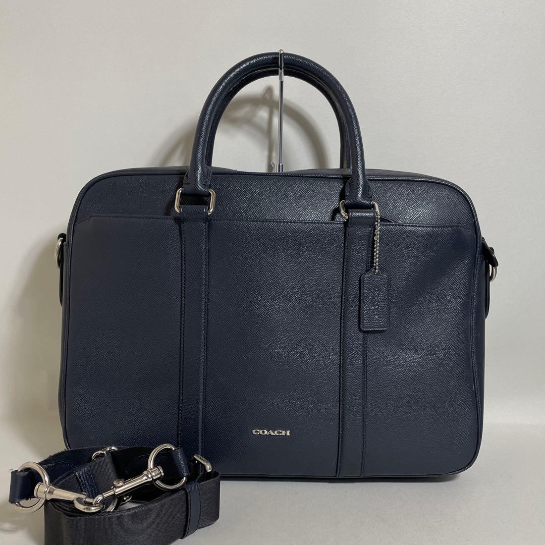 2602-161｜美品｜コーチ 2WAYビジネスバッグ レザー ネイビー - メルカリ