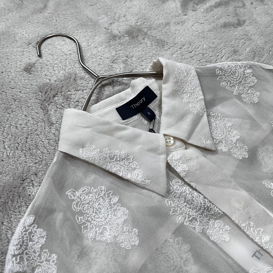 サンタ様専用 シルク100% シースルー シアー 刺繍 ブラウス 白 - メルカリ