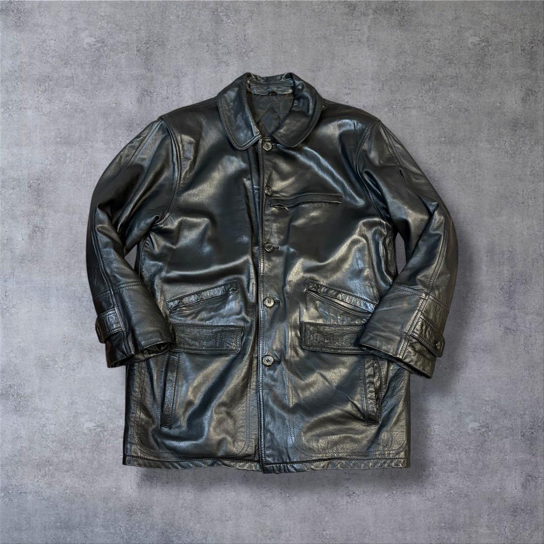 美品】90s vintage 日本製 ラムレザー カーコート レザージャケット
