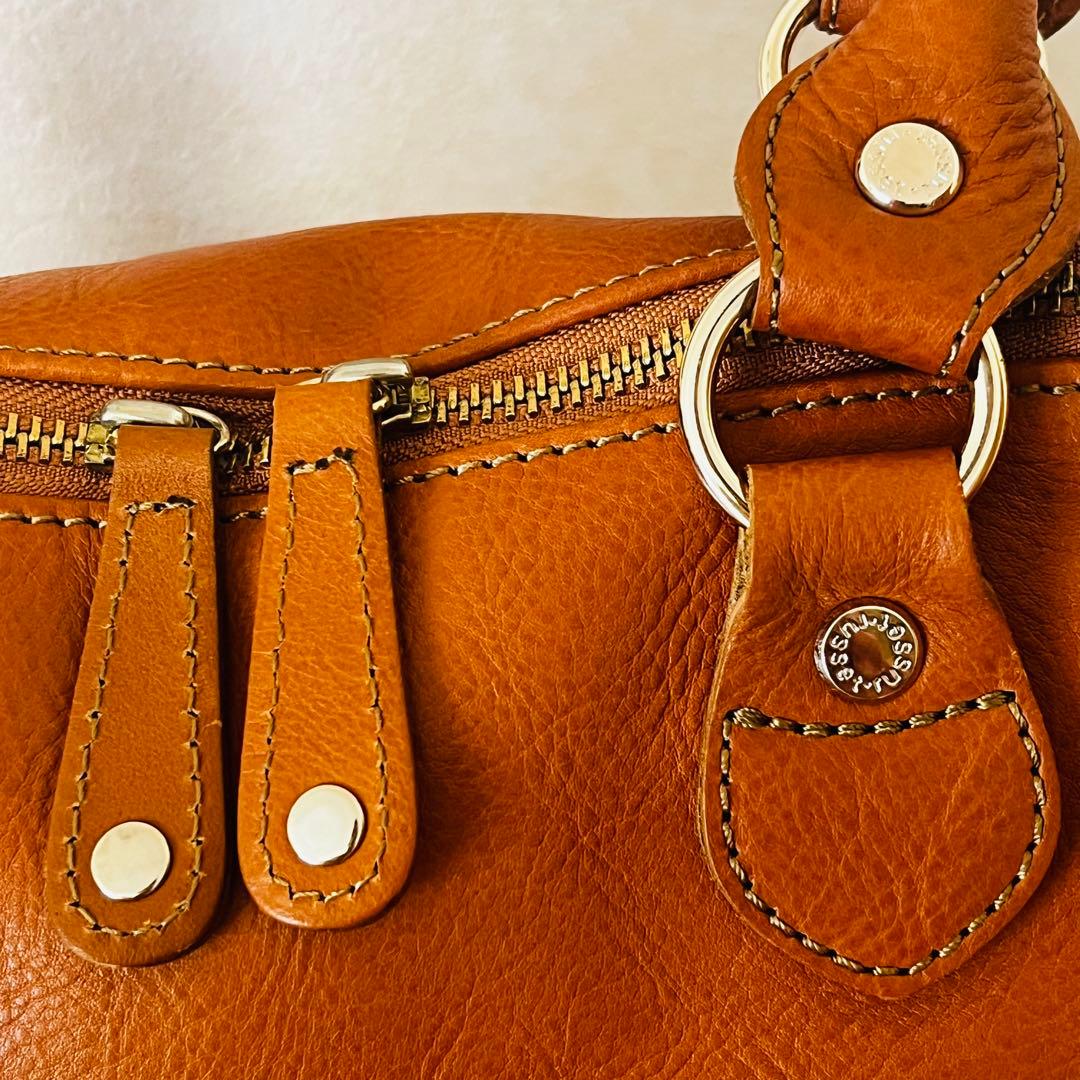 新品 russet 2way レザー ボストンバッグ インナーバッグ付 オレンジ