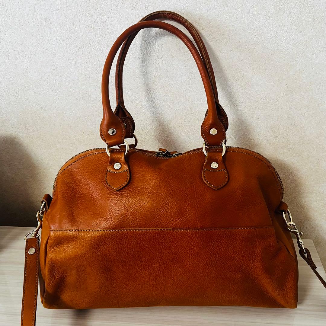 新品 russet 2way レザー ボストンバッグ インナーバッグ付 オレンジ