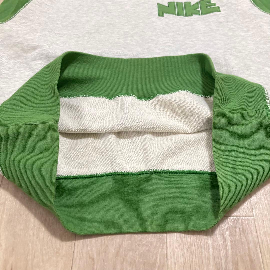 00s NIKE ゴツナイキロゴ刺繍ラグランスウェット 表記L 銀タグ