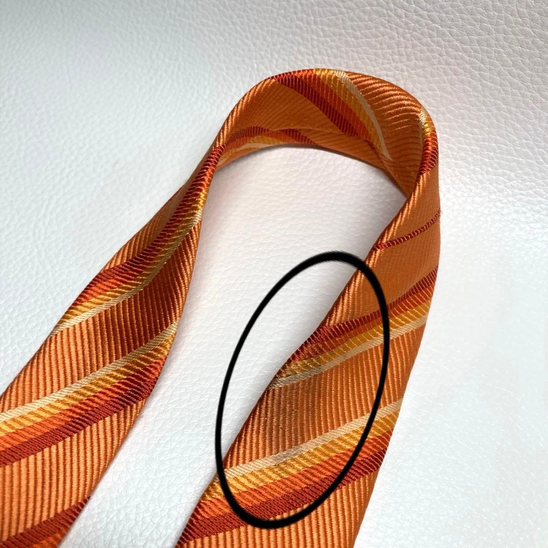 PRADA プラダ ネクタイ オレンジ イエロー カーキ ストライプ イタリア