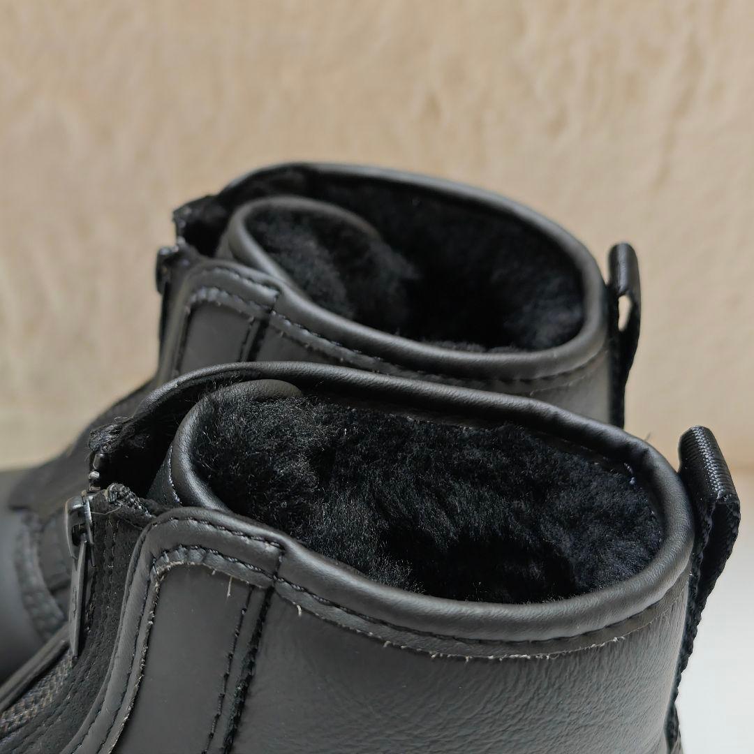 未使用級✨アグ オールブラック ムートンブーツ 厚底 フロントジップ