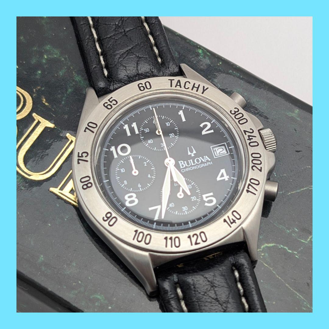 【美品】BULOVA ブローバ メンズ腕時計 クロノグラフ 稼働品 箱付