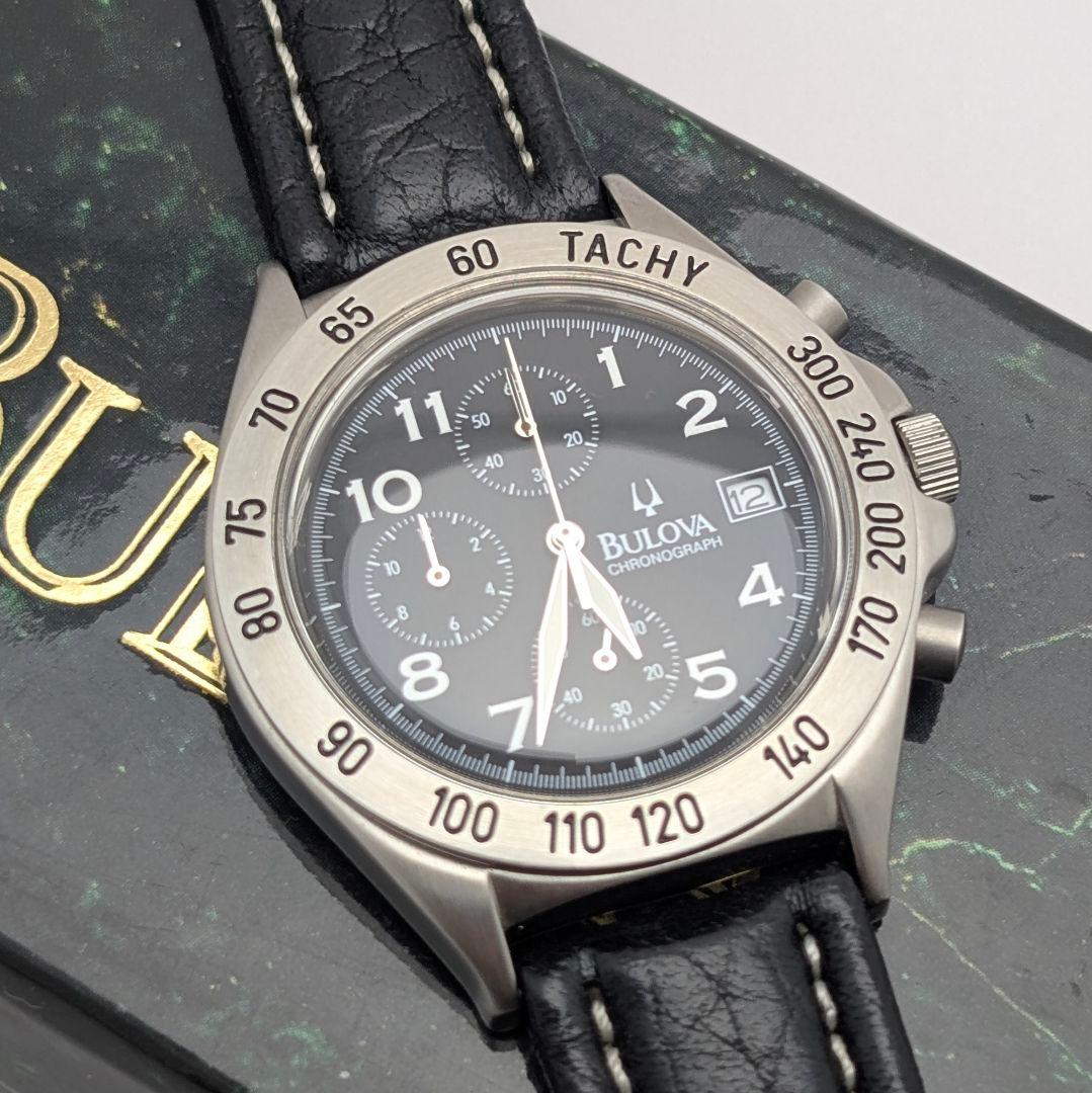 【美品】BULOVA ブローバ メンズ腕時計 クロノグラフ 稼働品 箱付