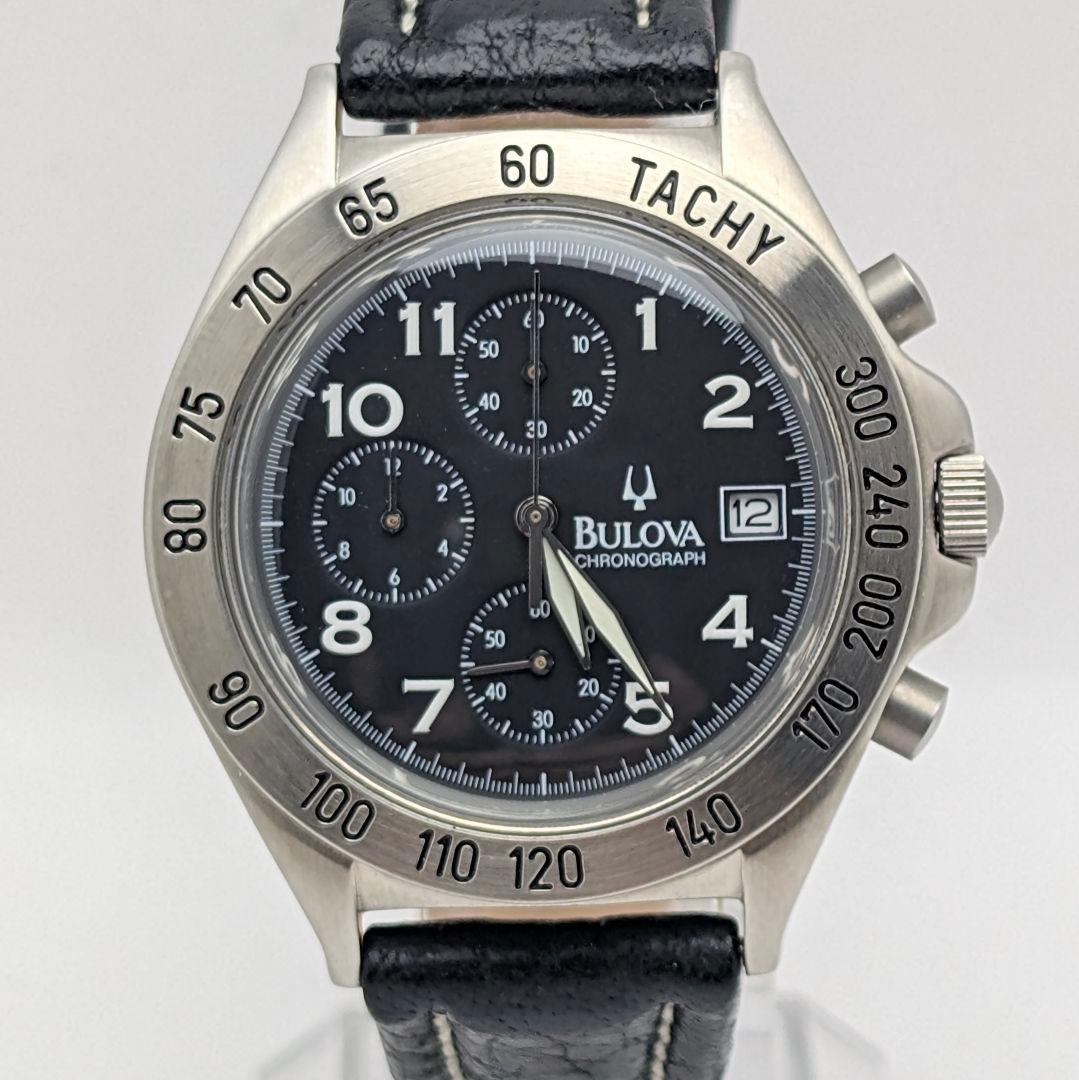 【美品】BULOVA ブローバ メンズ腕時計 クロノグラフ 稼働品 箱付