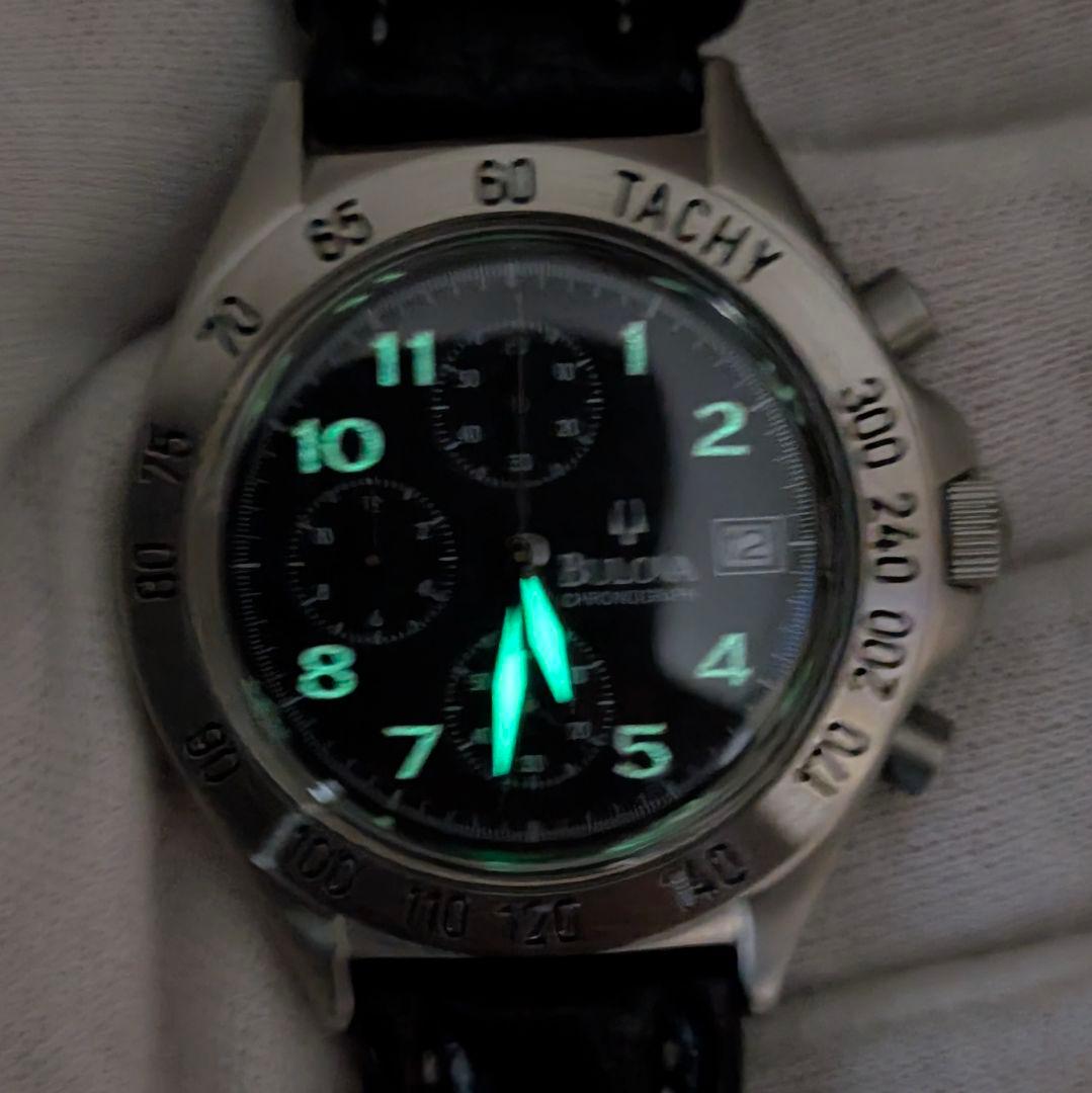 【美品】BULOVA ブローバ メンズ腕時計 クロノグラフ 稼働品 箱付
