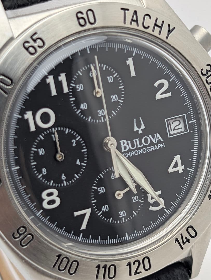 【美品】BULOVA ブローバ メンズ腕時計 クロノグラフ 稼働品 箱付