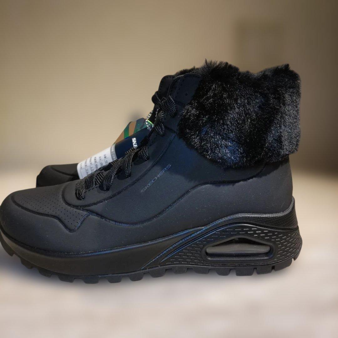 新品24.5cm]スケッチャーズ ハイカットスニーカー サイドジップ 黒