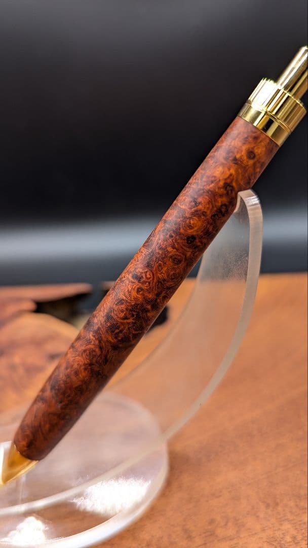 635超極上　本花梨瘤杢　木軸シャーペン　ボールペン