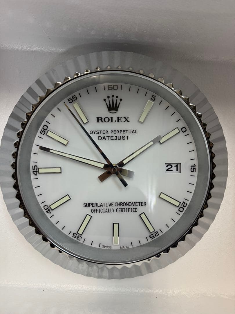 ROLEX ロレックスデイトジャスト壁掛け時計　ホワイト×シルバー　新品未使用