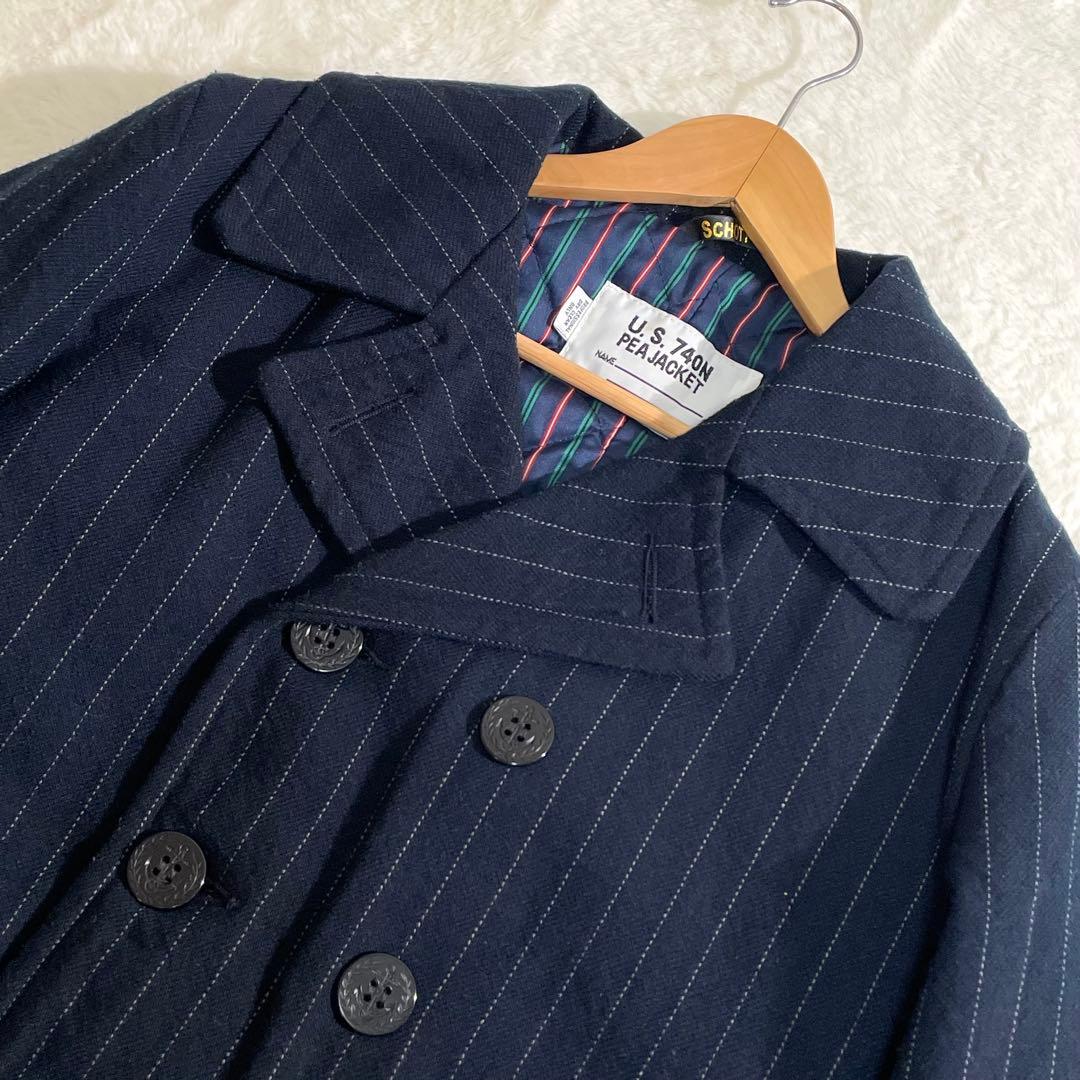 ショット×タケオキクチ ピーコート 740N ピンストライプ 米国製 サイズ