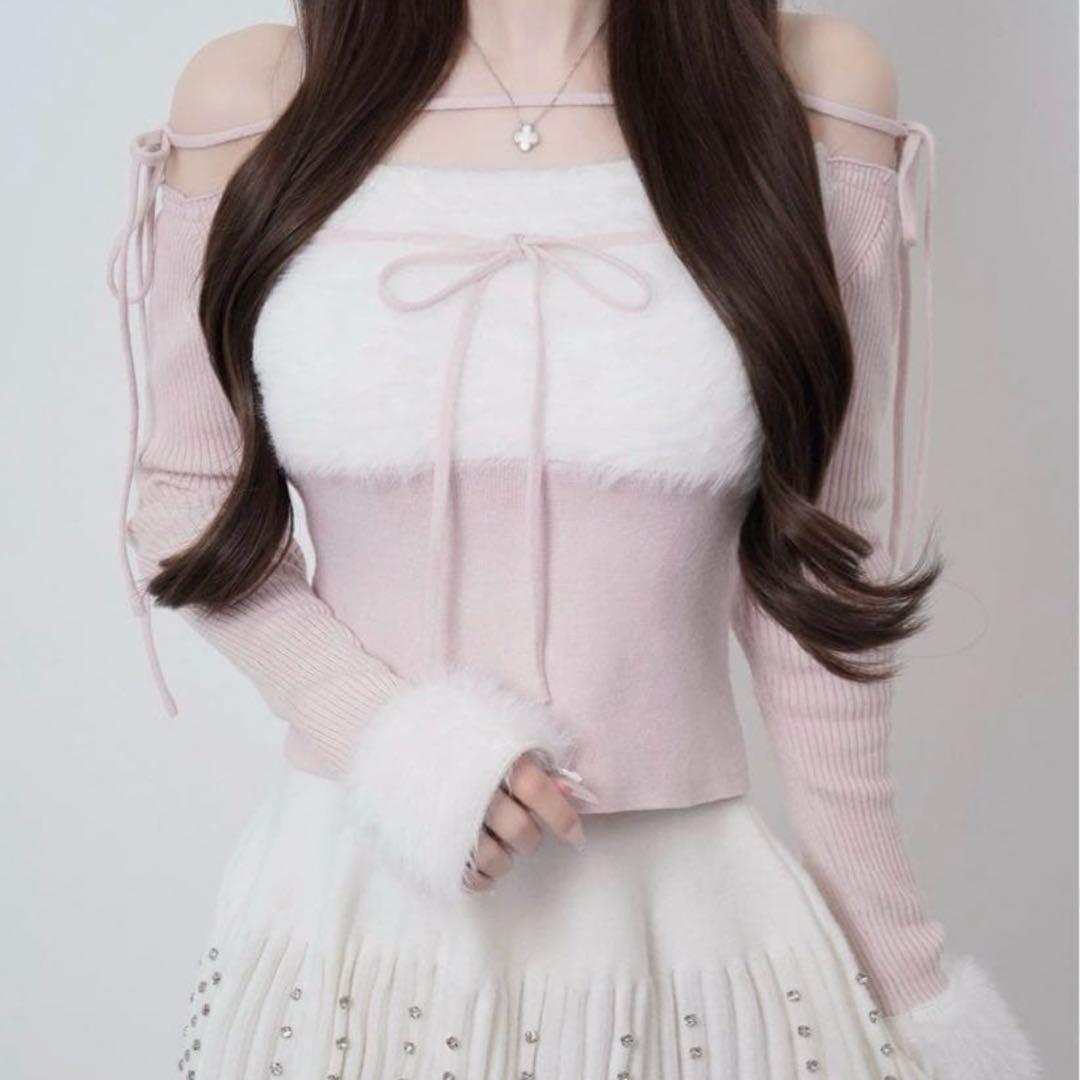 lumignon Ribbon bust fluffy tops ルミニョン - メルカリ