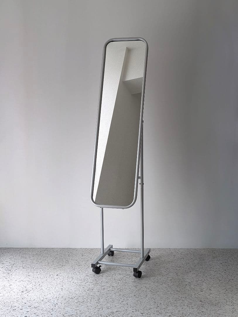 USED メタルフレーム スタンドミラー キャスター付き スペースエイジ