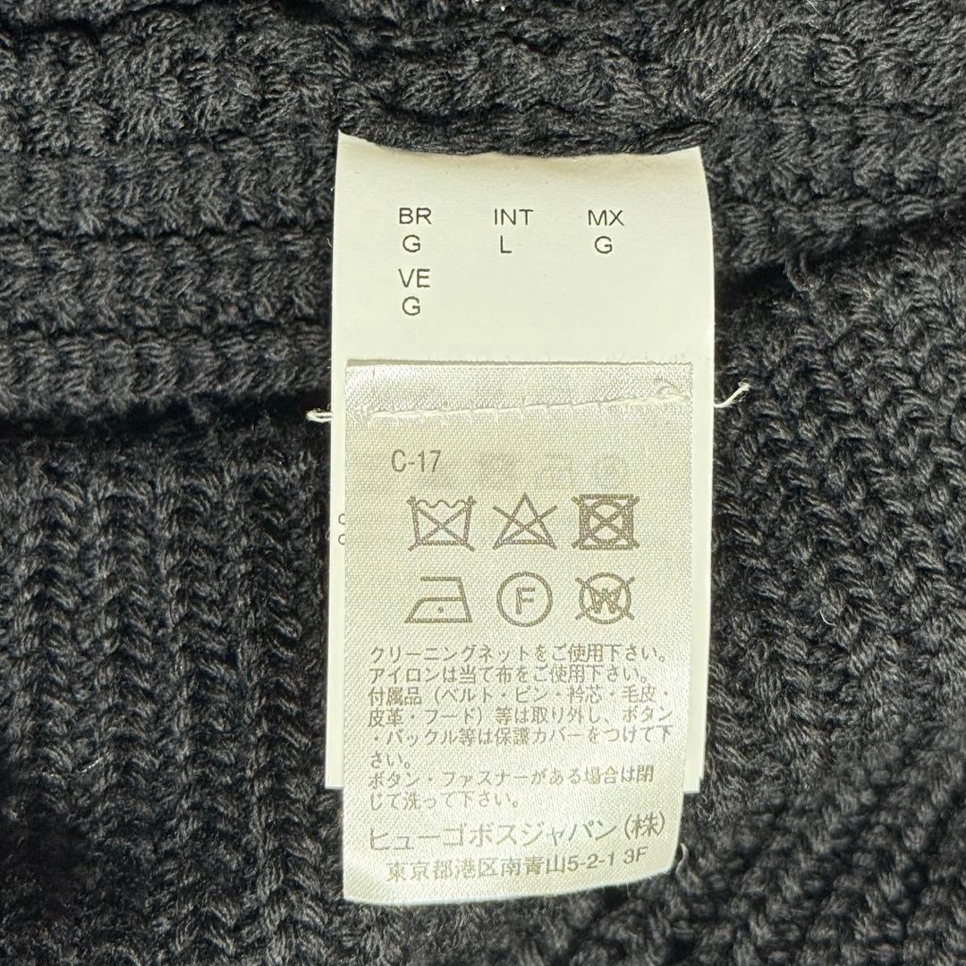 美品】HUGO BOSS リブニット イタリア製糸 ダークネイビー Lサイズ