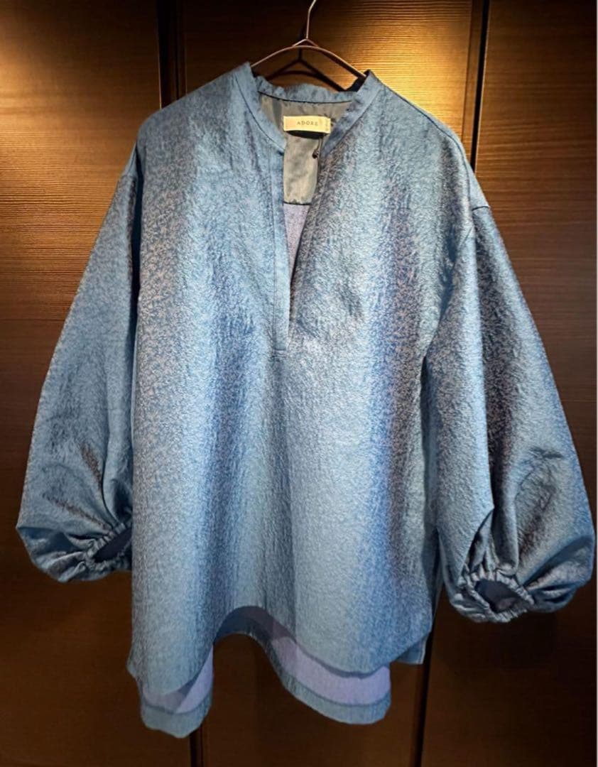 ADOREアドーア】ラスタージャガードブラウス38《ブルー》 - メルカリ