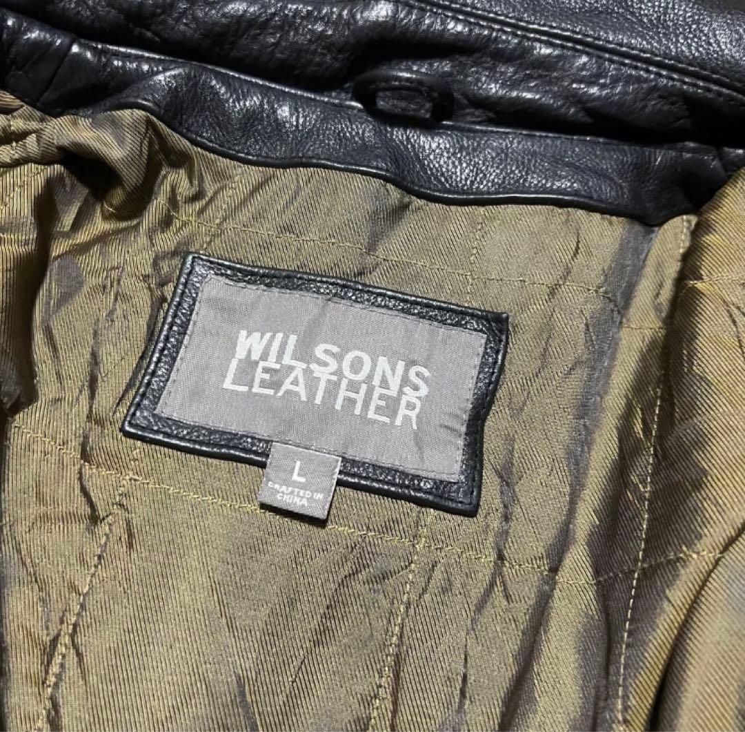 WILSONS本革ハーレーカスタム刺繍イーグルワッペンレザージャケットL古着