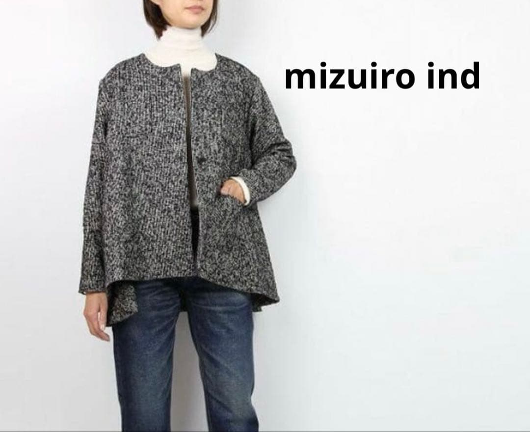 ayamap1129様専用ミズイロインド ノーカラーフレアツィードジャケット