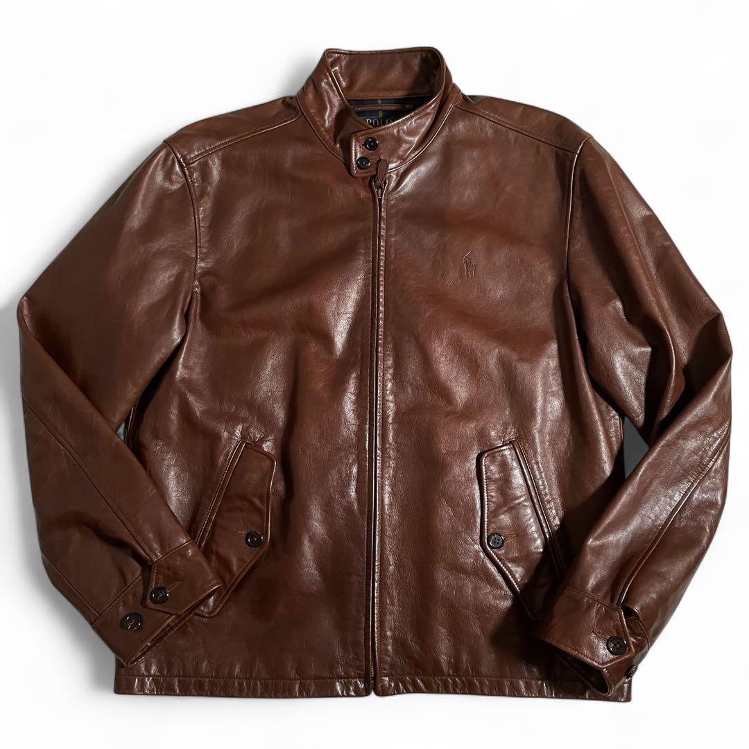 ラルフローレン レザージャケット スウィングトップ チェック RalphLaurent/ラルフローレン】レザースウィングトップ | 古着屋KAKAVAKA