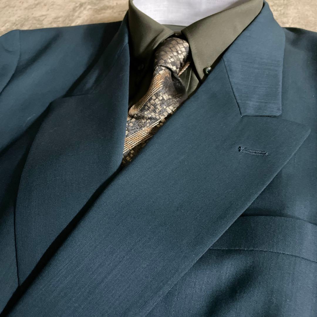 希少 クラシックティール ダブルブレストスーツ × TIFFANY ネクタイ