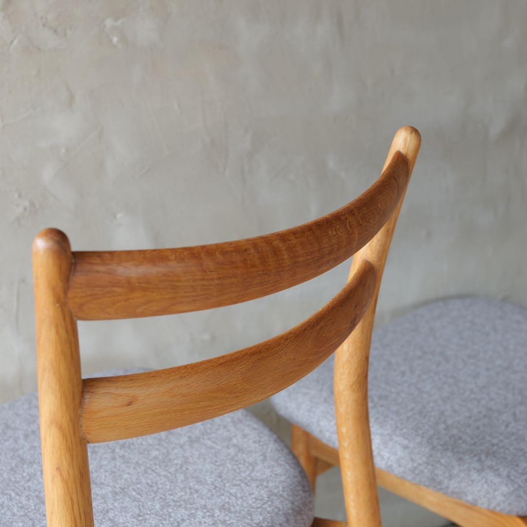 フルメンテ済　日進木工 スタッキングチェア オールドオーク2脚　全面研磨座面新品