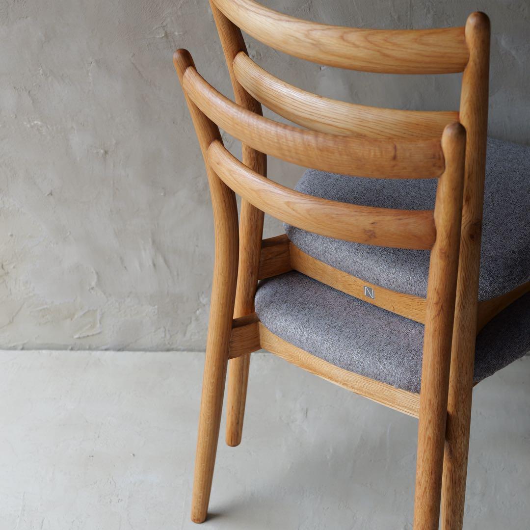 フルメンテ済　日進木工 スタッキングチェア オールドオーク2脚　全面研磨座面新品