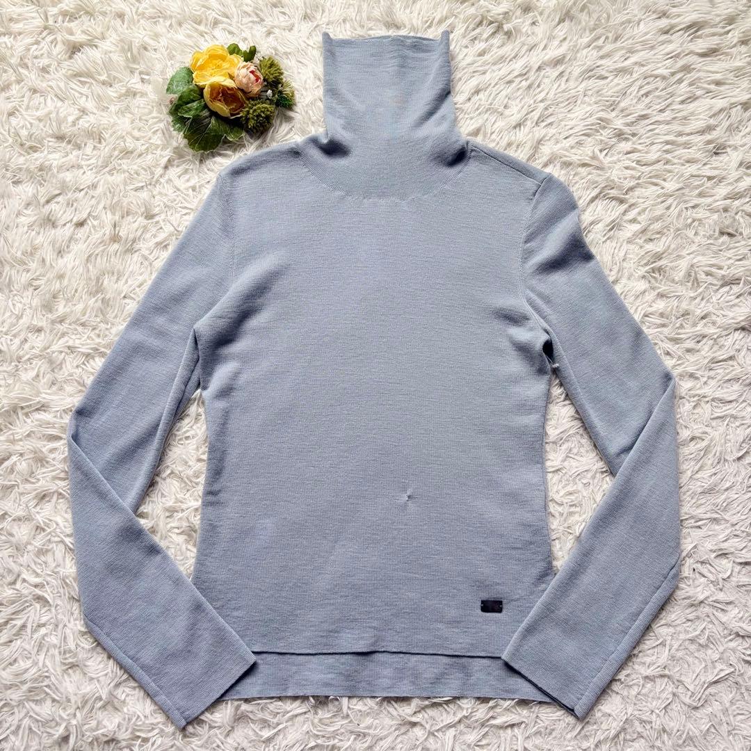 フォクシー♡タートルネック グレースウール 淡いブルー 40/L ロゴ