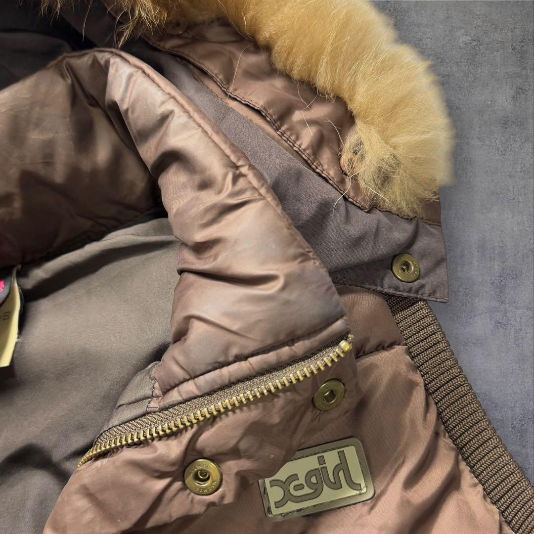 Y2K X-girl ファーダウン ベスト グランジ 平成ギャル白ギャルブラウン