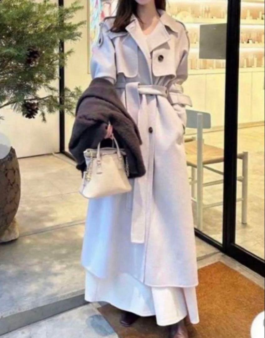 SNIDEL ウロコカシミアスタンドカラーコート アイボリー - メルカリ