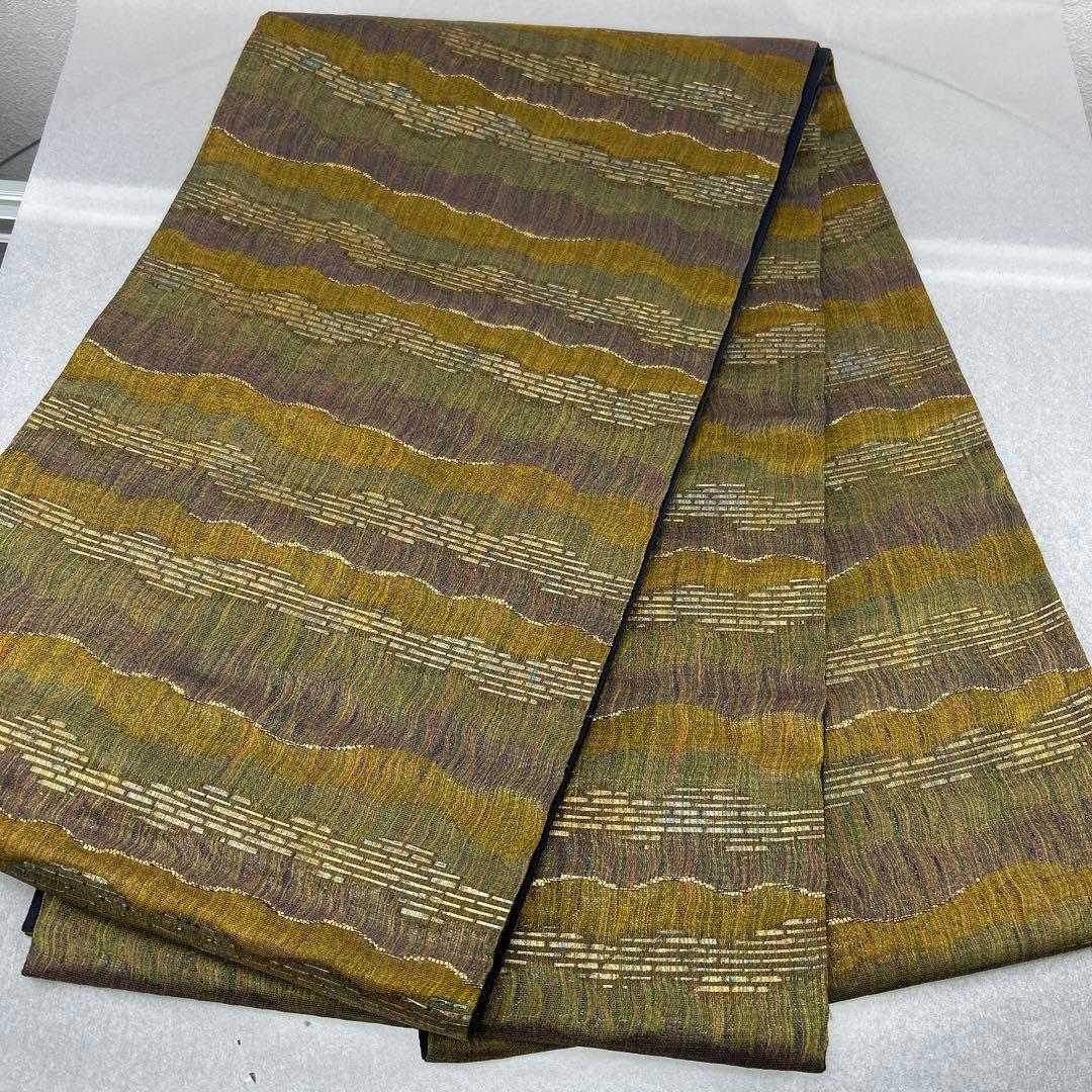 袋帯 緑と紫の波模様0123 楽天市場】【スーパーSALE 10%OFFクーポン配布中!】西陣 帯 袋帯 黒 紫
