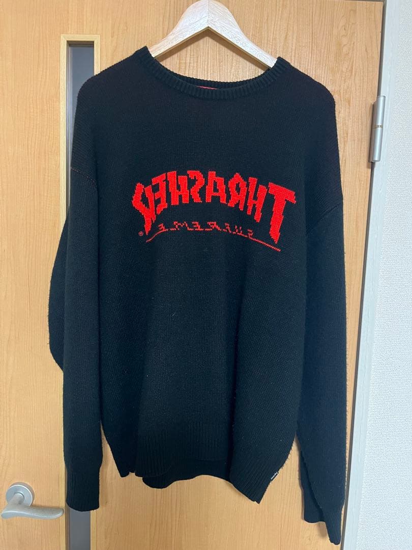 【最終値下げ】thrasher×supreme (シュプリーム)ニット Supreme×THRASHER クルーネックニット オレンジ サイズ M｜【公式