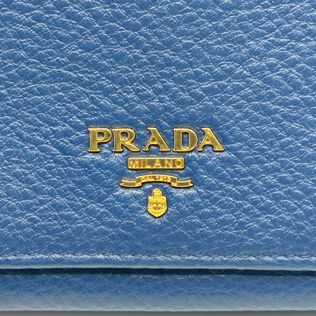 PRADA プラダ レザー 三つ折り財布 青 ブルー A1355A4
