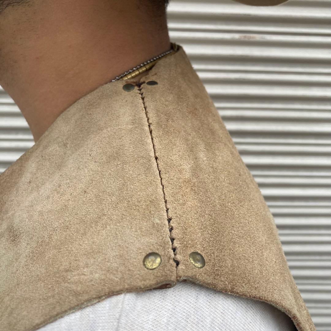 70s USA製 レザーベスト ウエスタン ベスト スウェード コンチョ