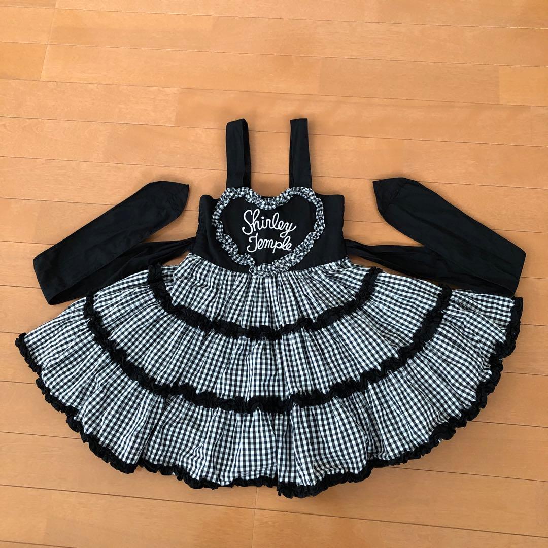 シャーリーテンプル ♡ ギンガムチェック 黒×白 ワンピース 110 - メルカリ