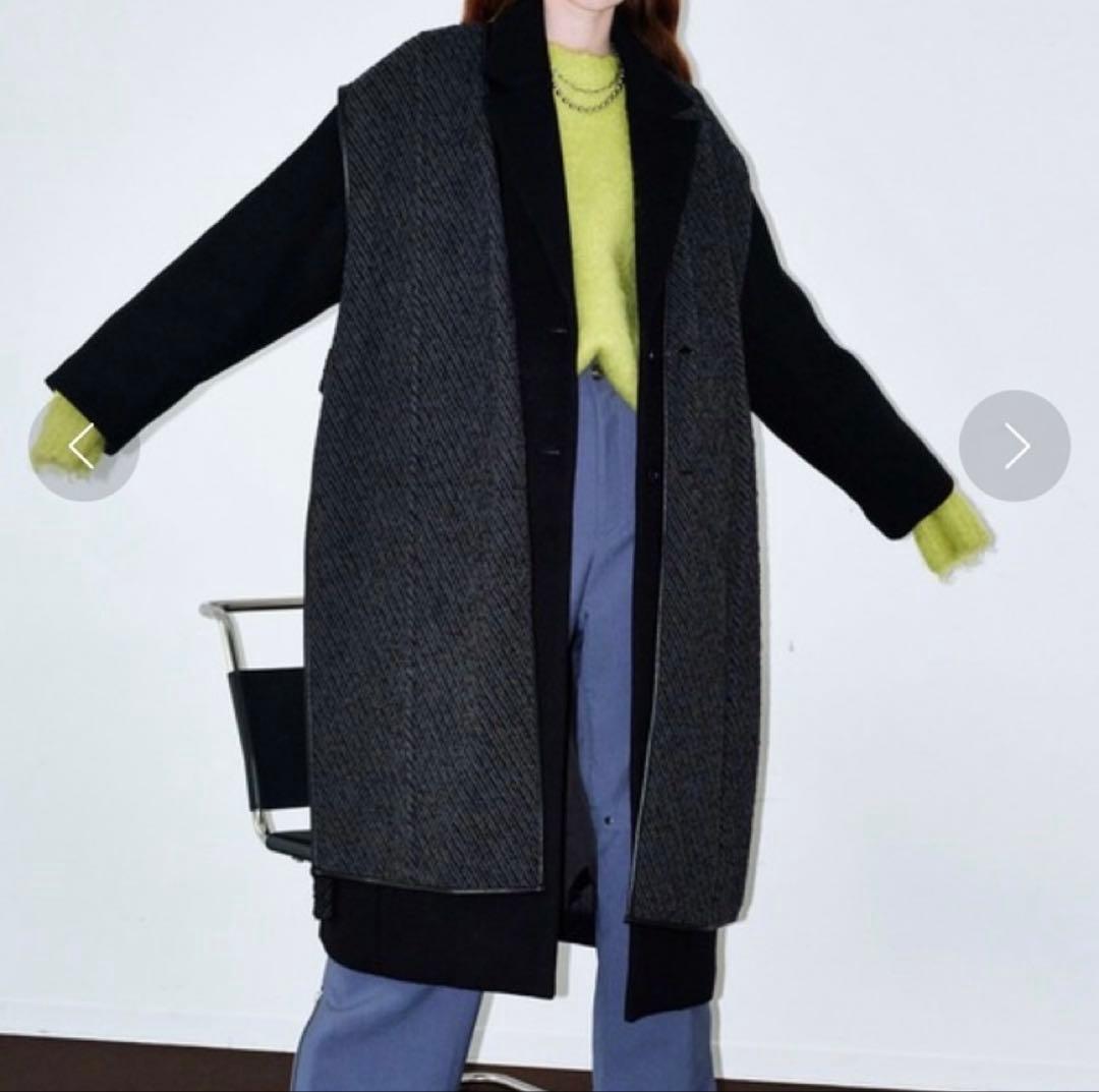 【美品】MAISON SPECIAL レイヤードジレコート　黒 MAISON SPECIAL（メゾンスペシャル）の「レイヤードジレコート【MAISON