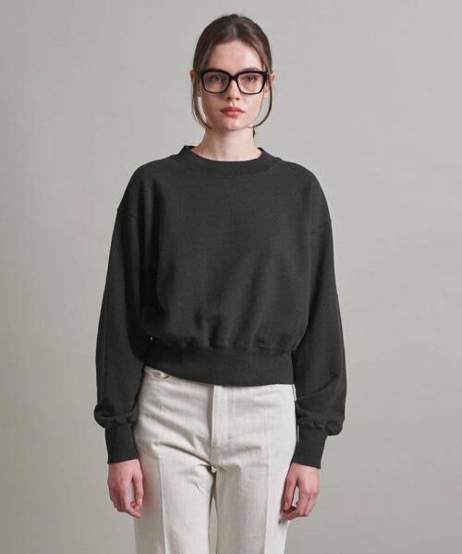 LOEFF コットン クロップド プルオーバースウェット