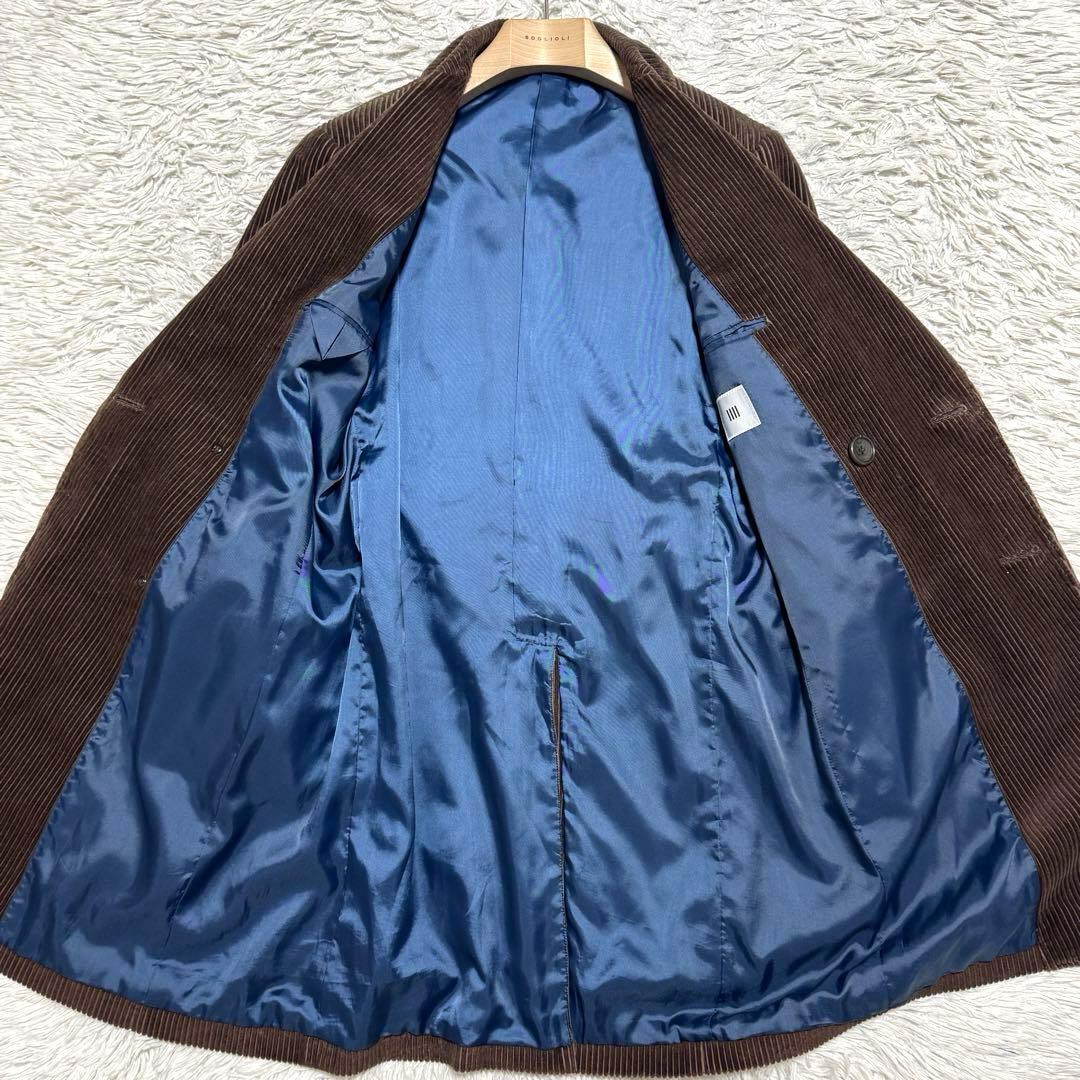 美品 スーツセレクト 太畝 コーデュロイ ダブルチェスターコート