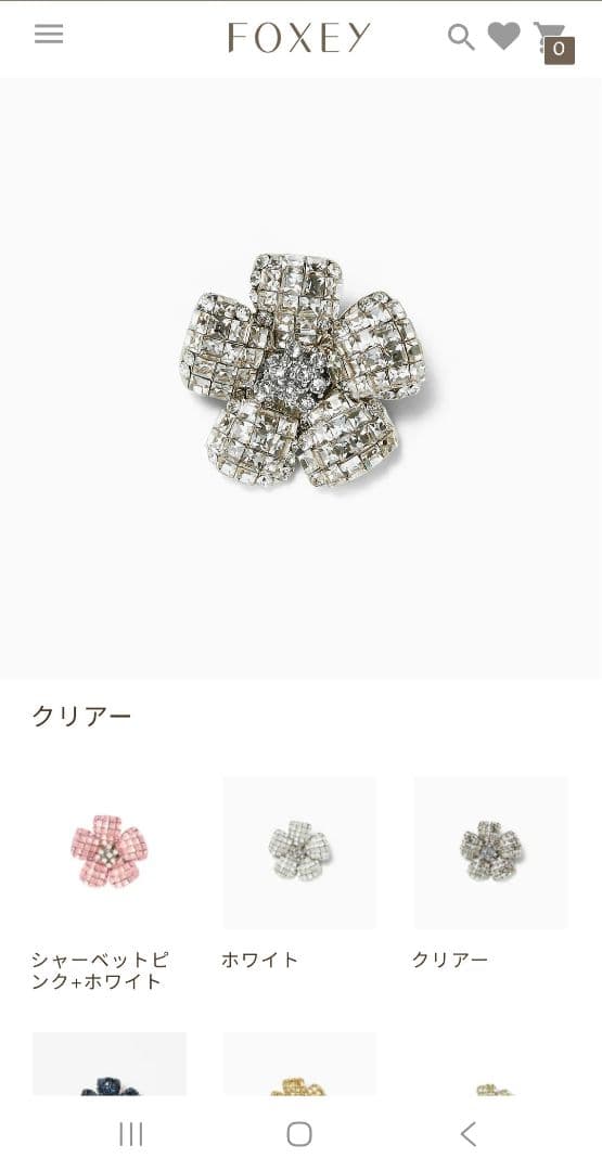 名品】美品 FOXEY フォクシー フラワーブローチ クリアカラー FLEUR