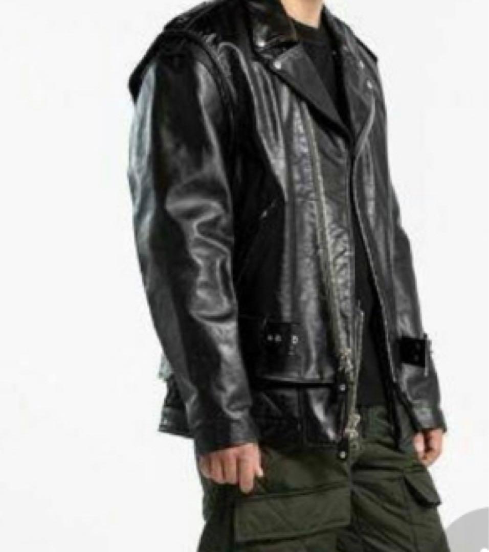 sacai schott レザーダブルライダースジャケット ブラック サカイ
