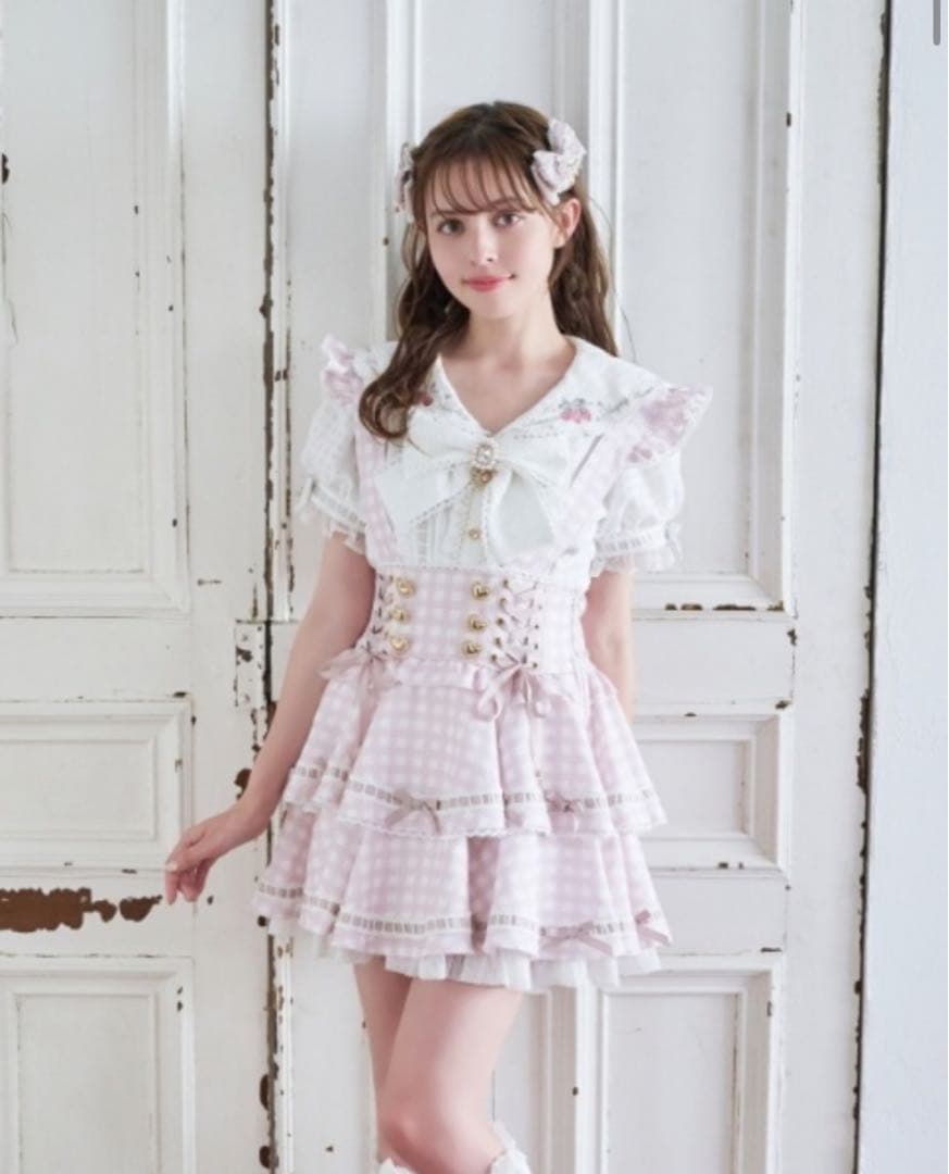 即完売【新品未使用】レア はしごリボンギンガムティアードスカパン