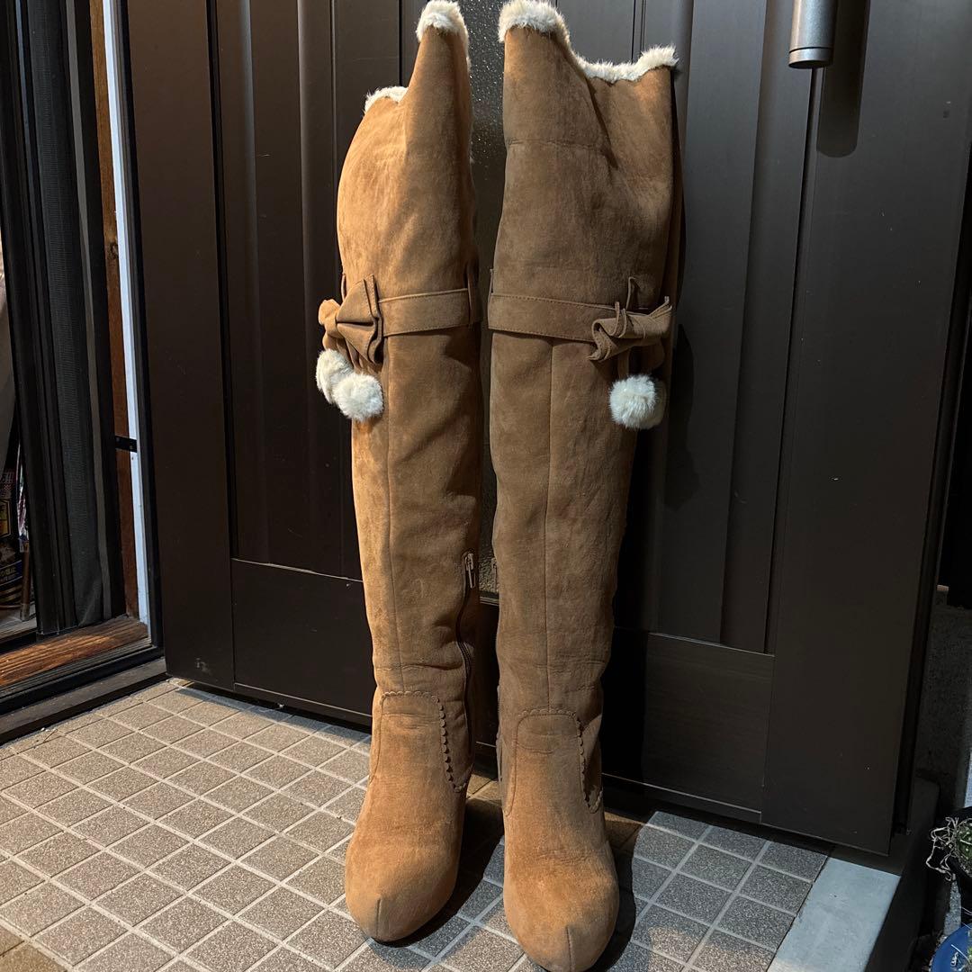 即購入可】リズリサ ロングブーツ インヒール ブラウン - メルカリ